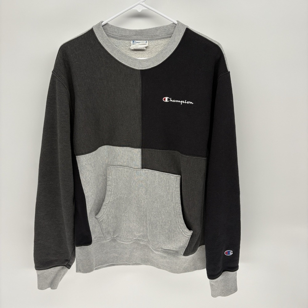 Champion Reverse Weave‎ Gray Sweatshirt Crew Neck Color Block Men M